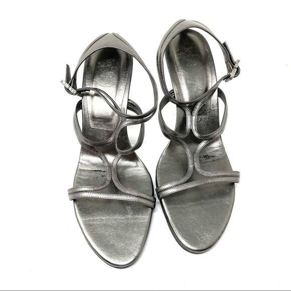 Roger Vivier Metallic Silver strap summer heel sandals size 42 US 11 - Picture 2 of 8
